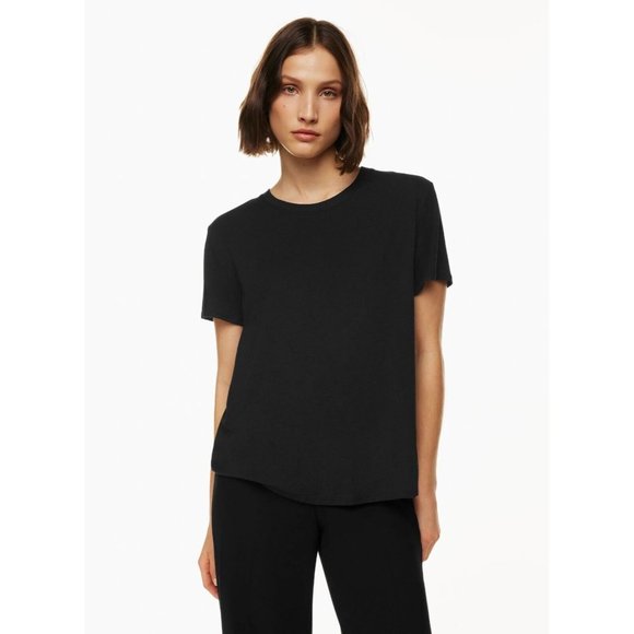 Aritzia GROUP BY BABATON Foundation Black Cotton Crew Neck T-Shirt, Size L - Picture 10 of 15